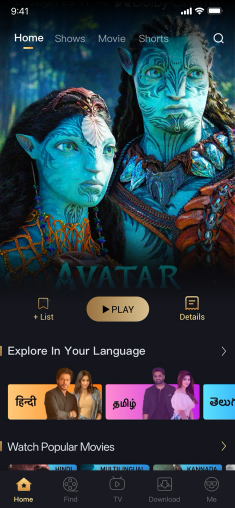 FlixFox app Home screen on Android showing trending Hindi and Bollywood movies